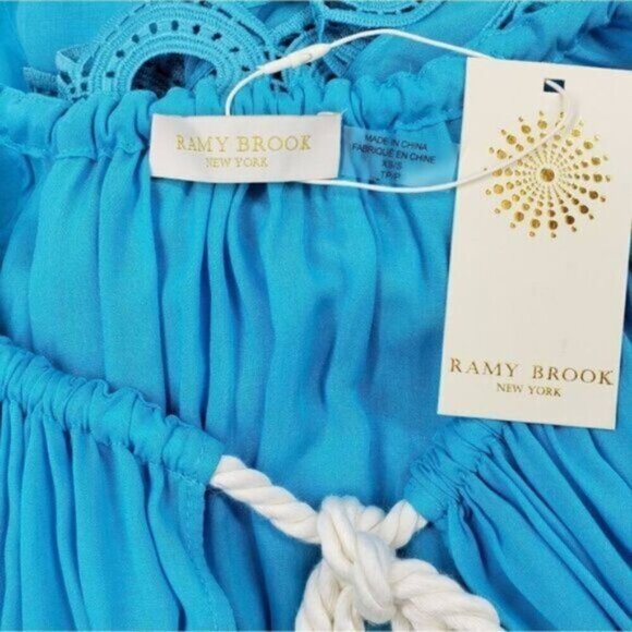 Ramy Brook Boho Beach Turquoise Blue Oversized Top Size Extra Small New - Picture 9 of 15